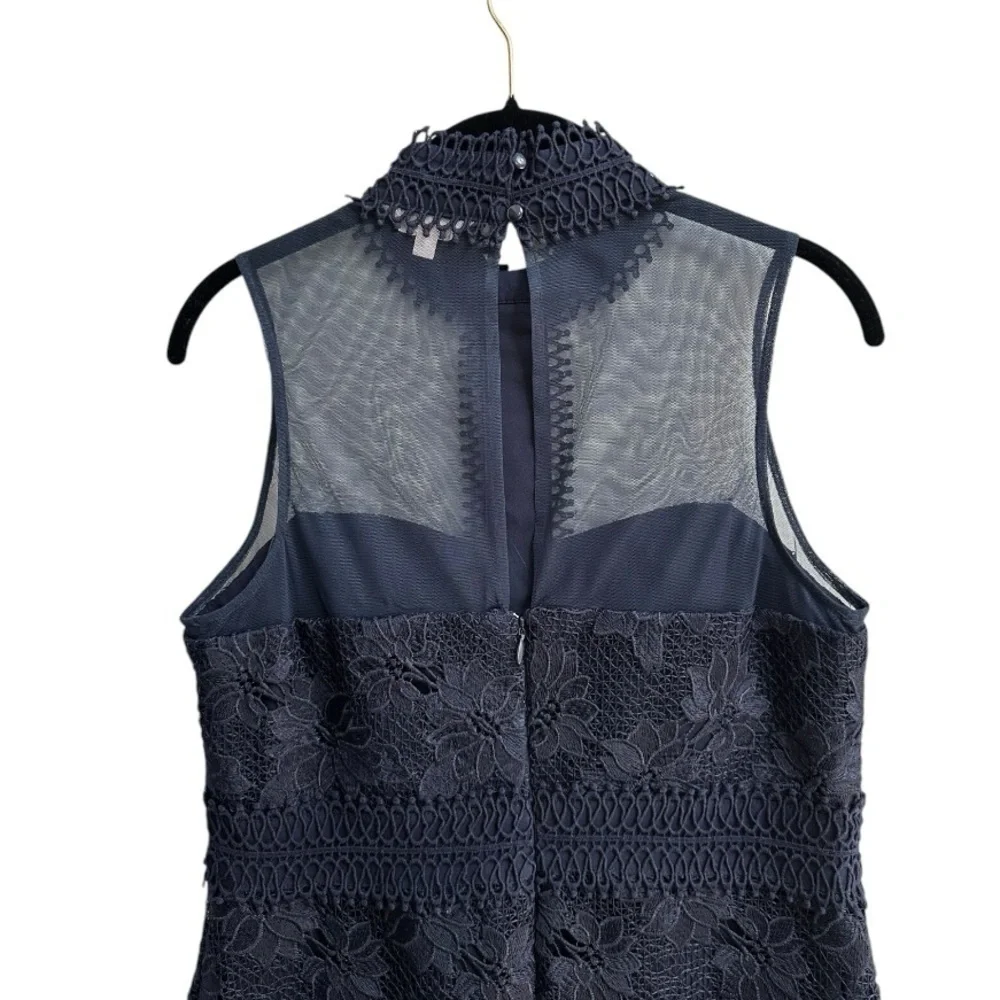 Nanette Lepore Navy Blue Lace Illusion Dress Sleeveless Cocktail Formal … - Picture 6 of 15